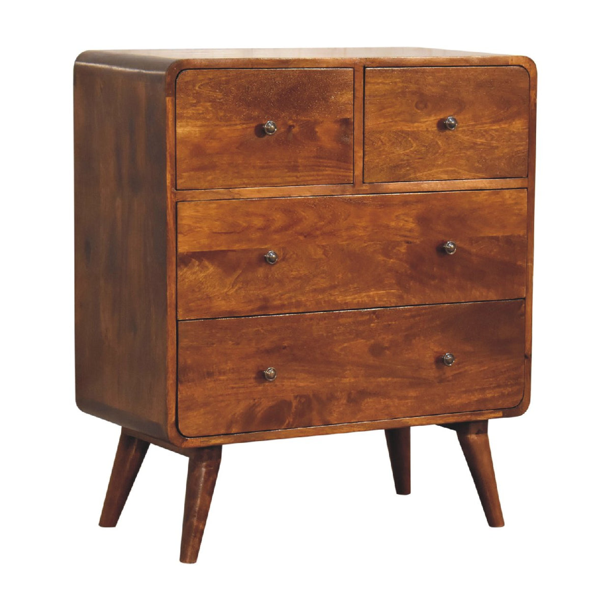 2 over 2 Curved Chesnut Chest of Drawers