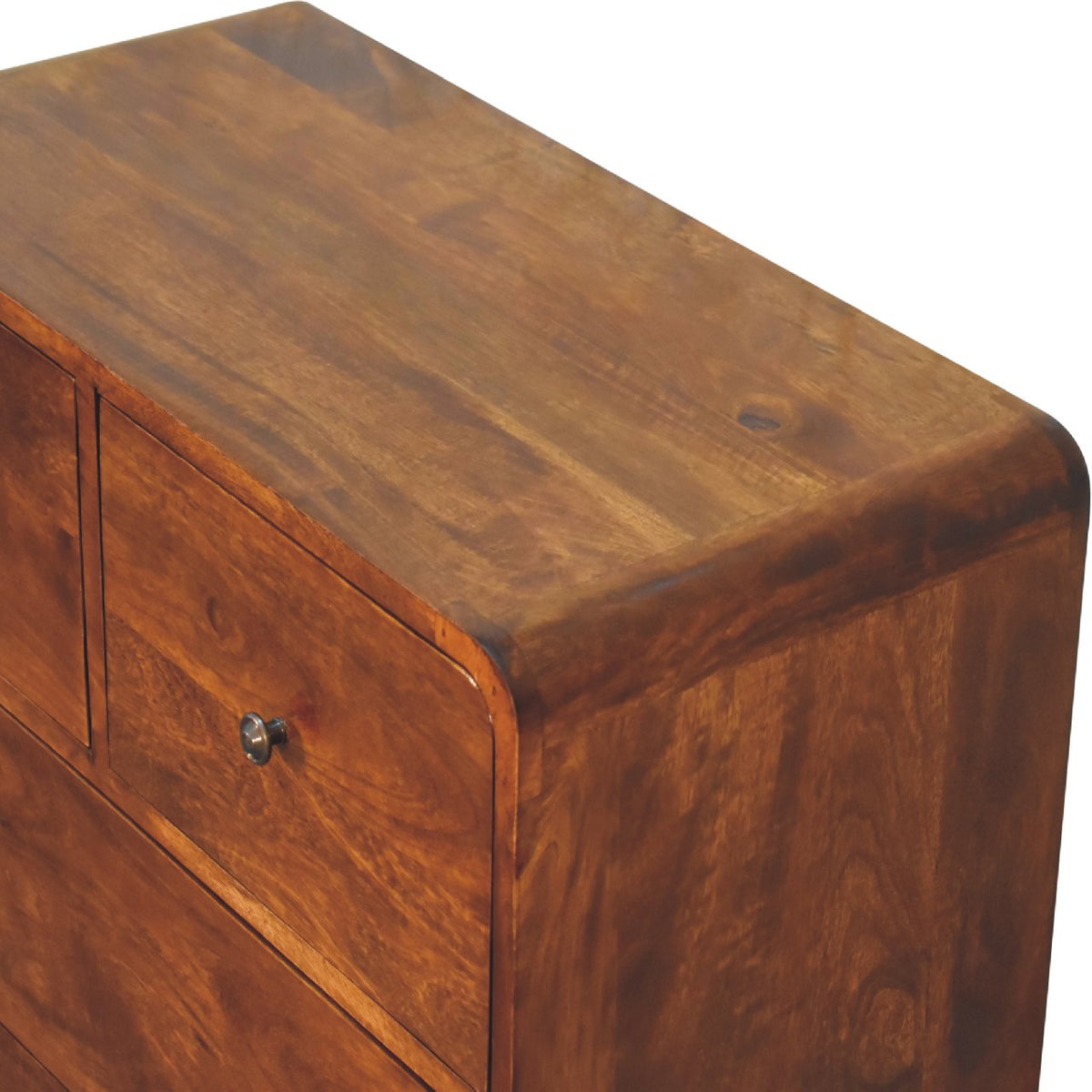2 over 2 Curved Chesnut Chest of Drawers