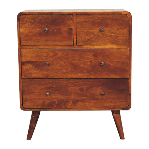 2 over 2 Curved Chesnut Chest of Drawers