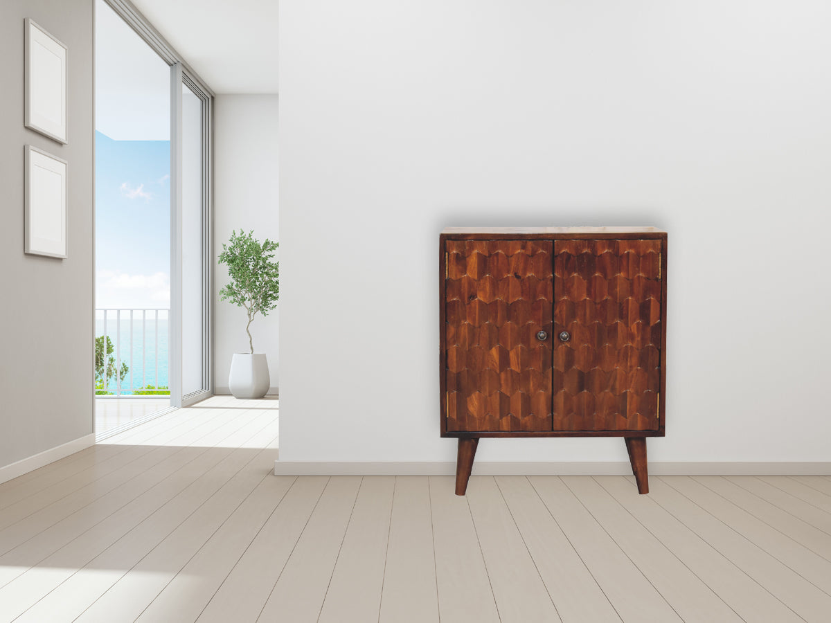 Chestnut Pineapple Carved Cabinet