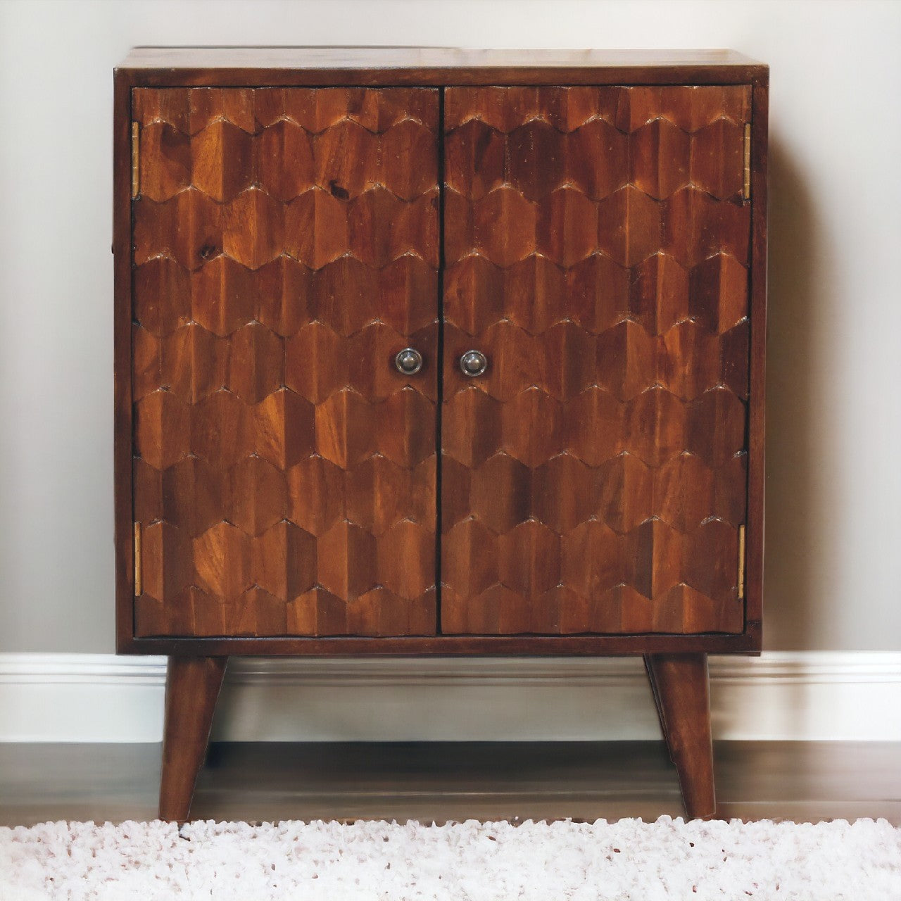 Chestnut Pineapple Carved Cabinet