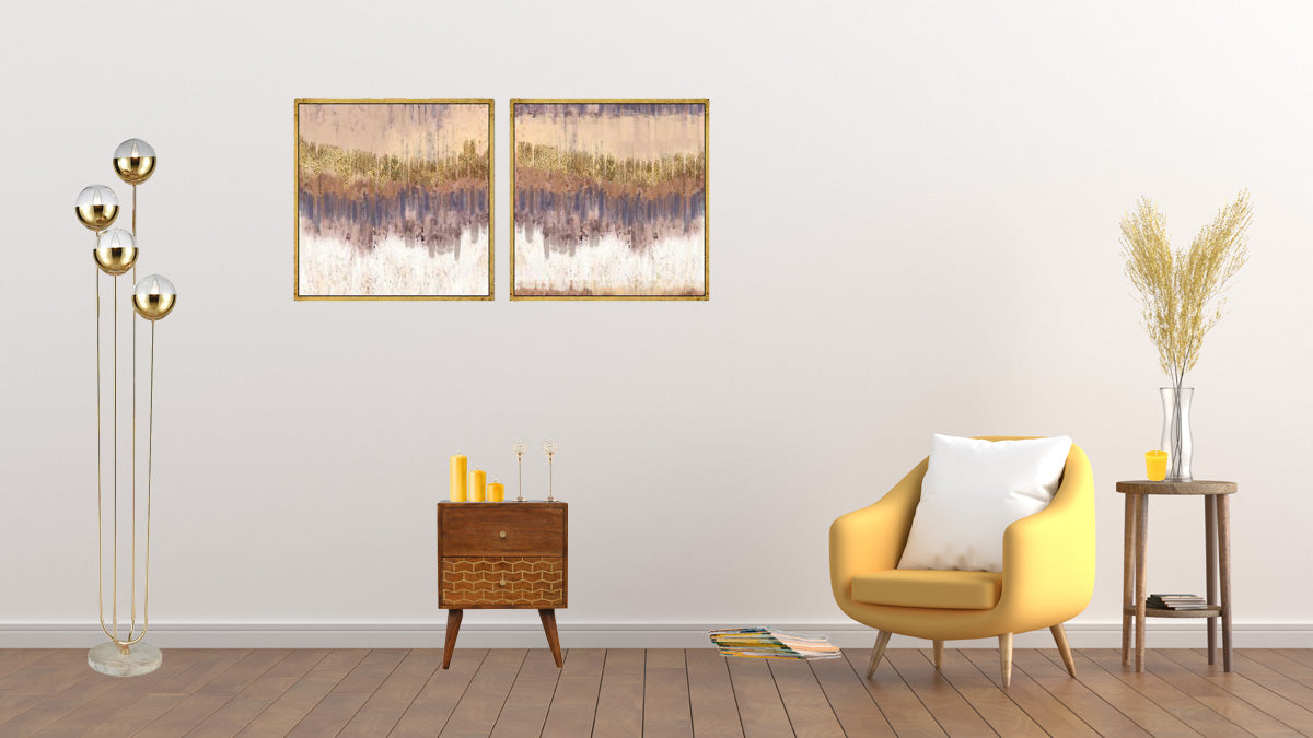 Gold Art Pattern 2 Drawer Bedside