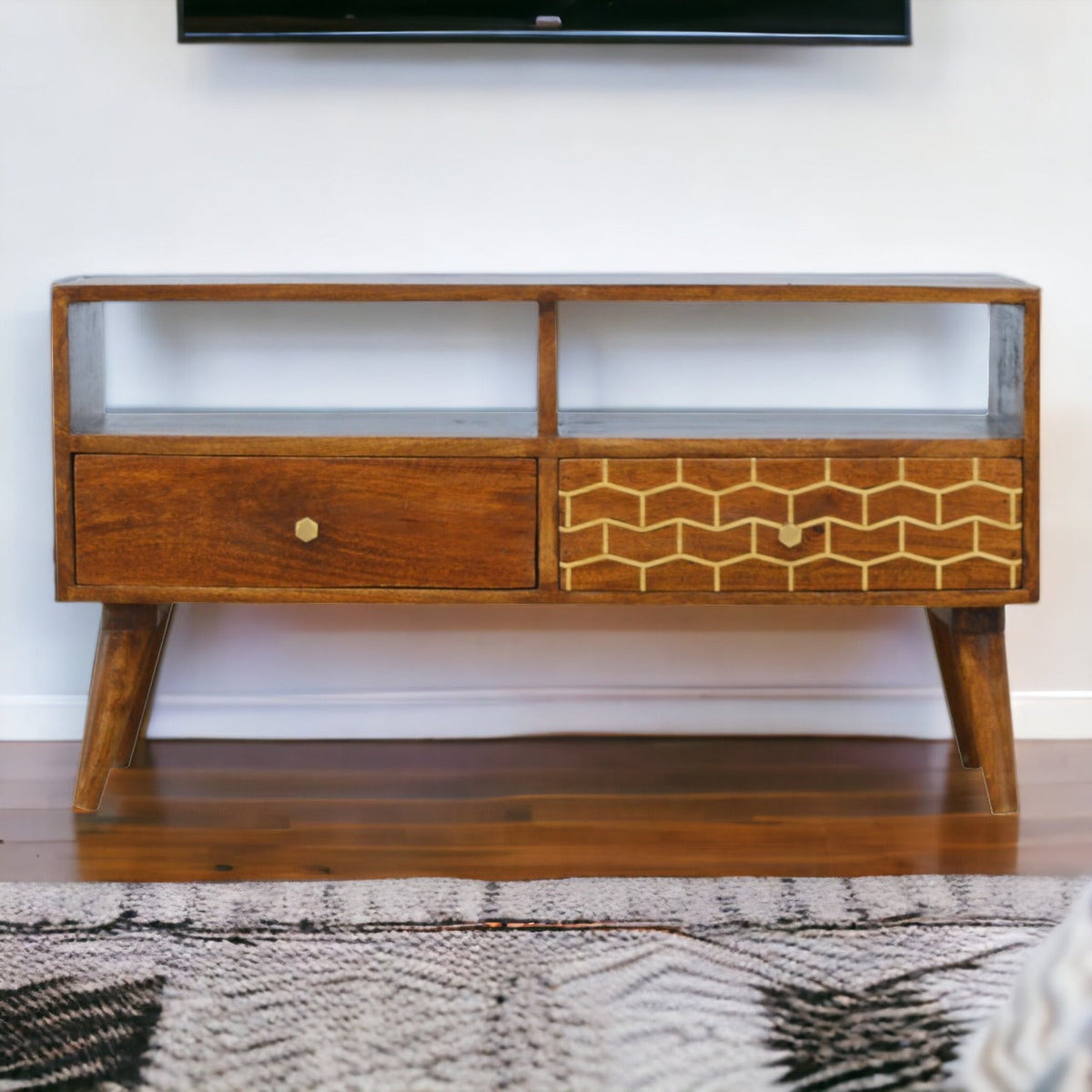 Gold Art Pattern Drawer Media Unit