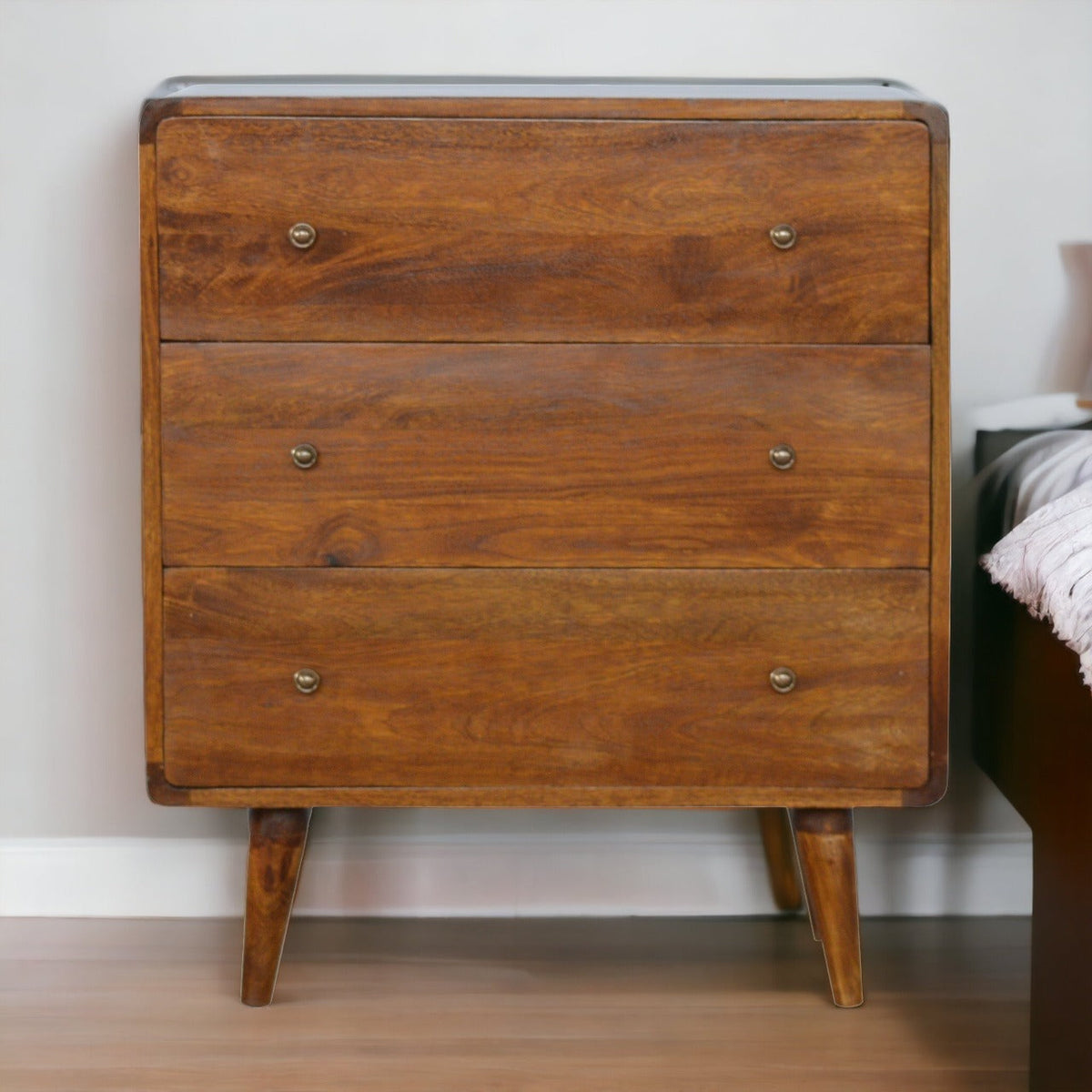 Curved Chestnut Chest of Drawers