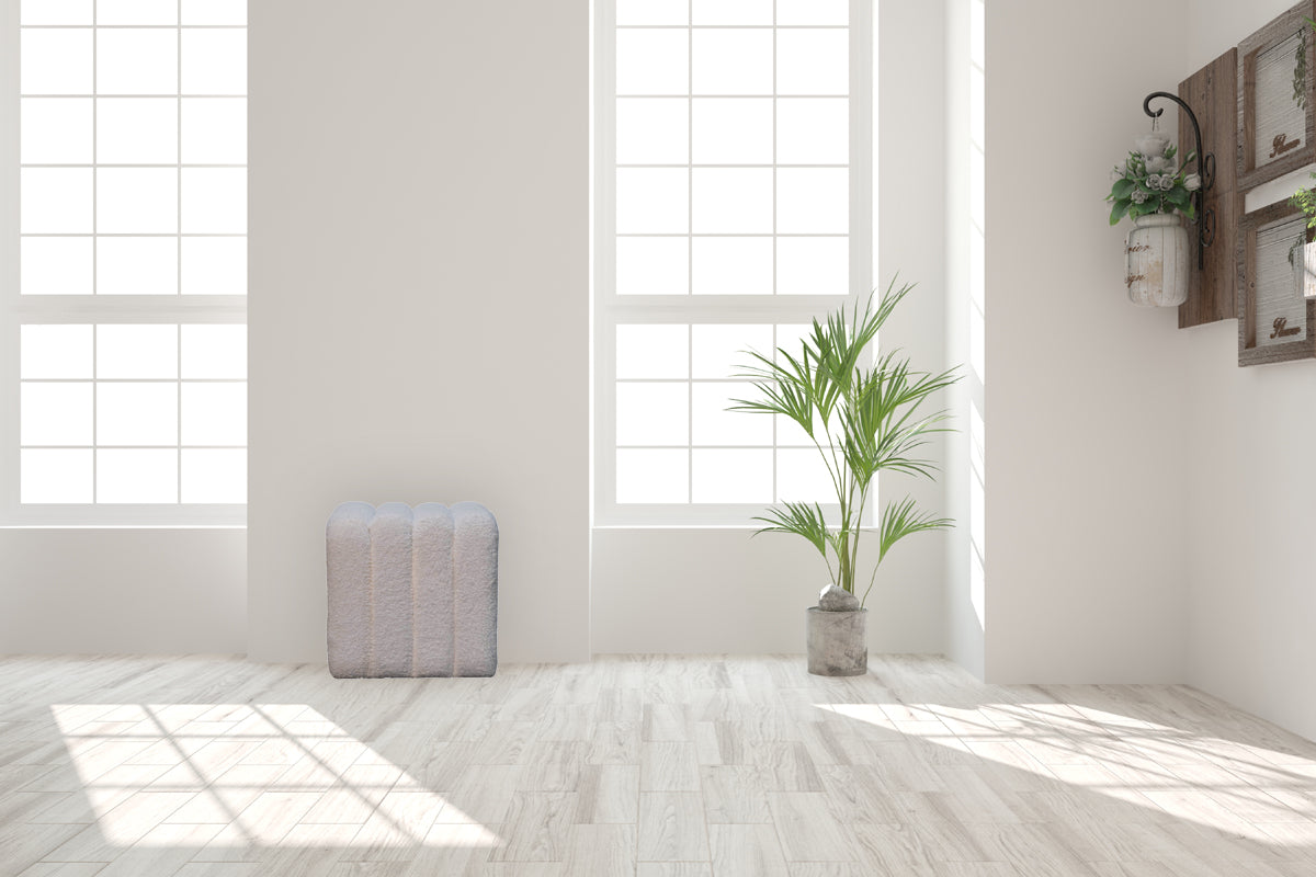 White Wavy Boucle Footstool