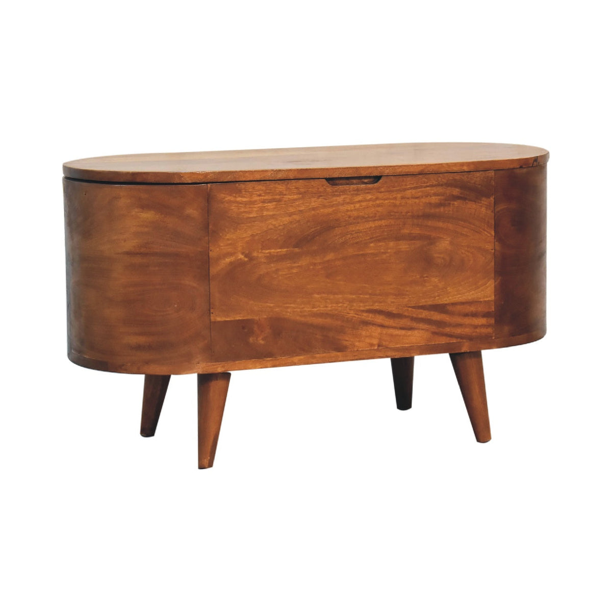 Chestnut Rounded Lid up Blanket Box Storage Bench