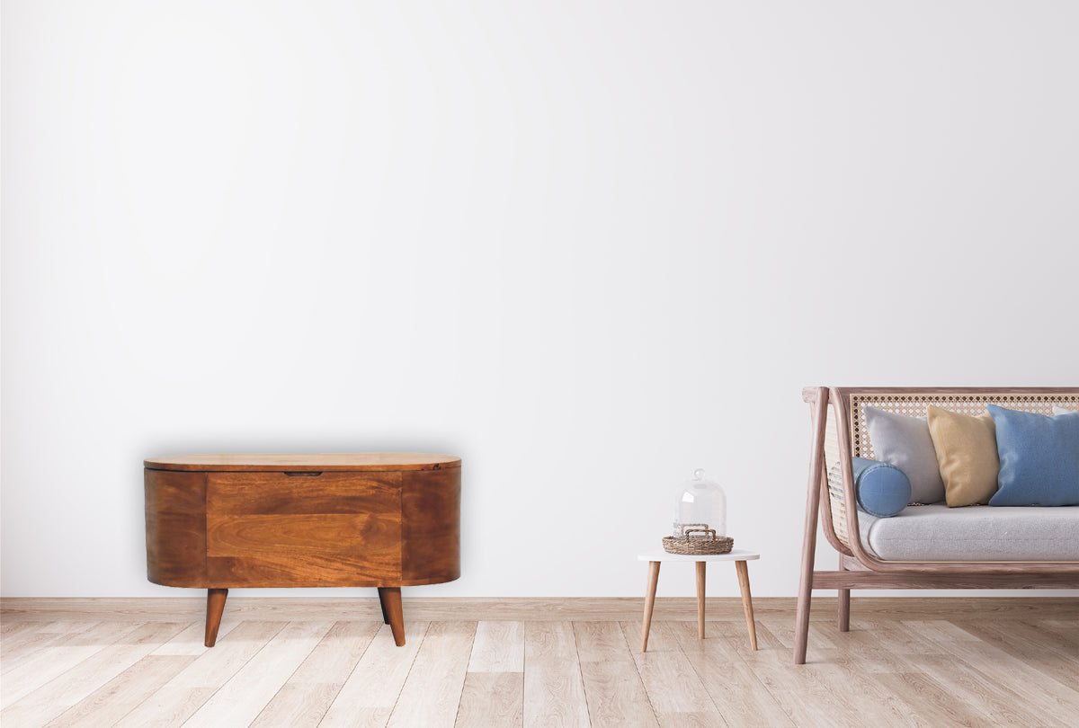 Chestnut Rounded Lid up Blanket Box Storage Bench
