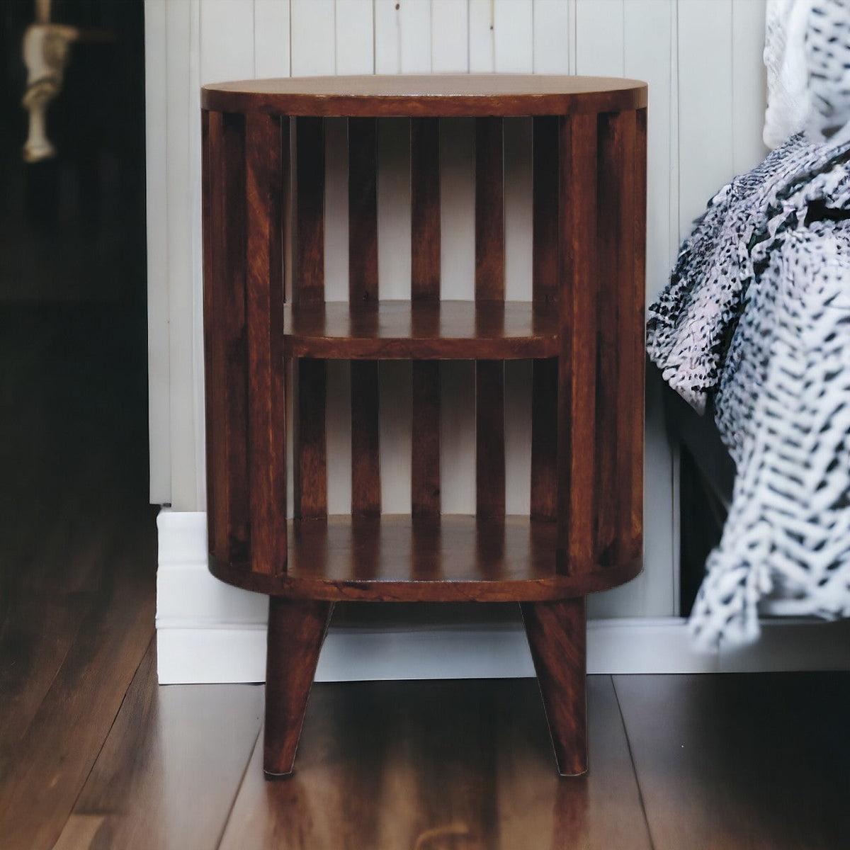 Ariella Double Shelf Chestnut Bedside Table