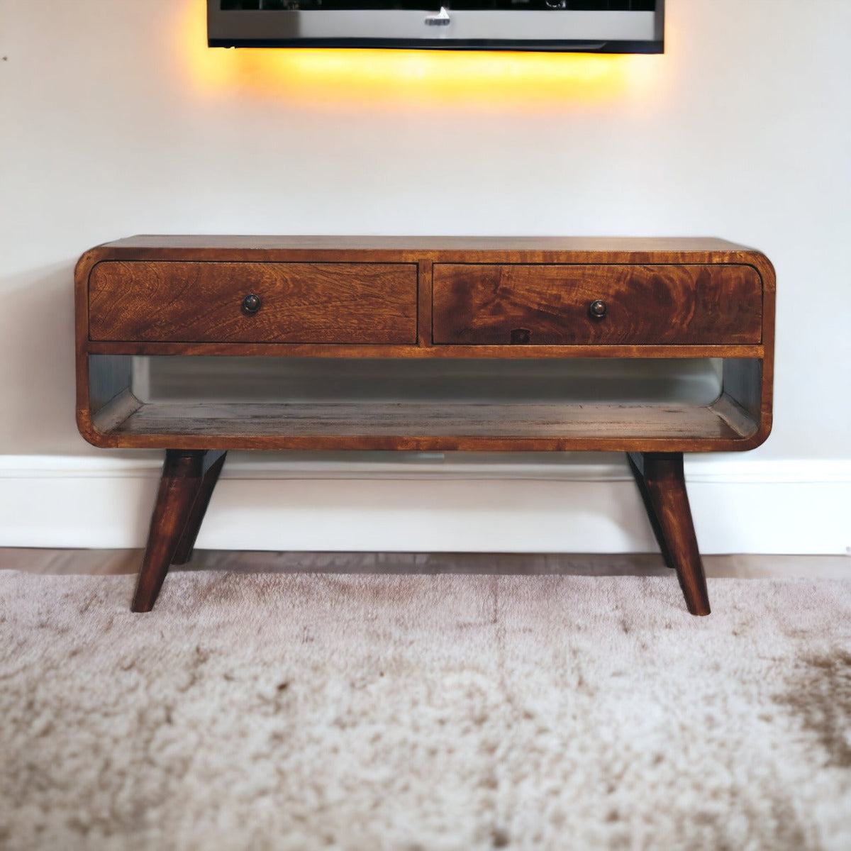 Reverse Curved Chestnut Chest of Drawers