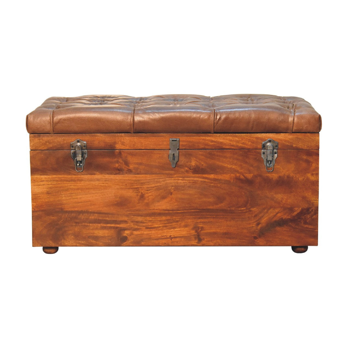 Buffalo Hide Chestnut Storage Trunk Storage Bench