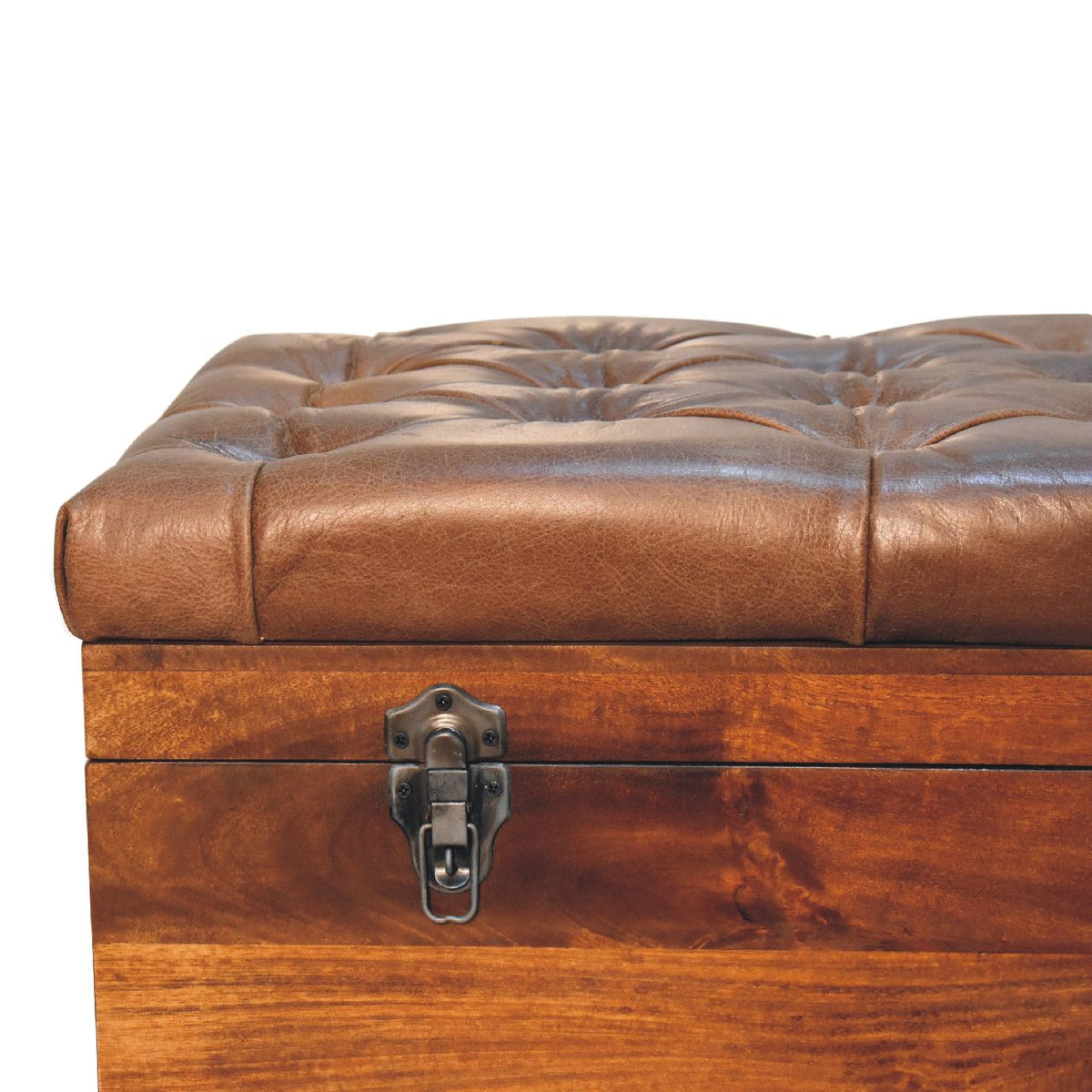 Buffalo Hide Chestnut Storage Trunk Storage Bench