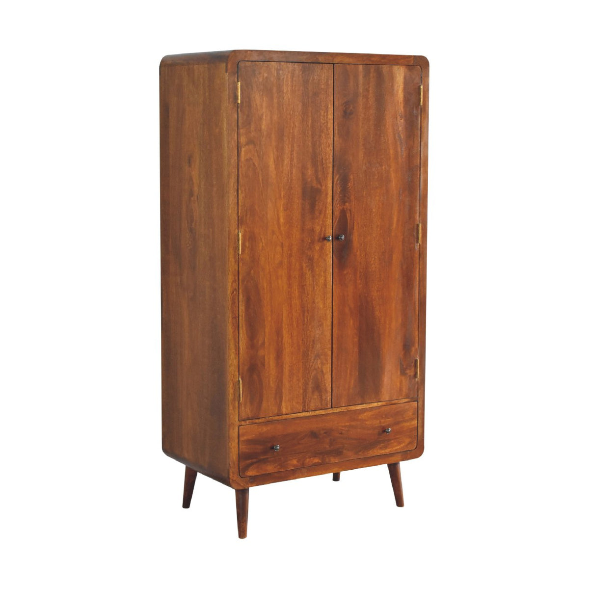 Curved Chestnut Wardrobe Chest of Drawers