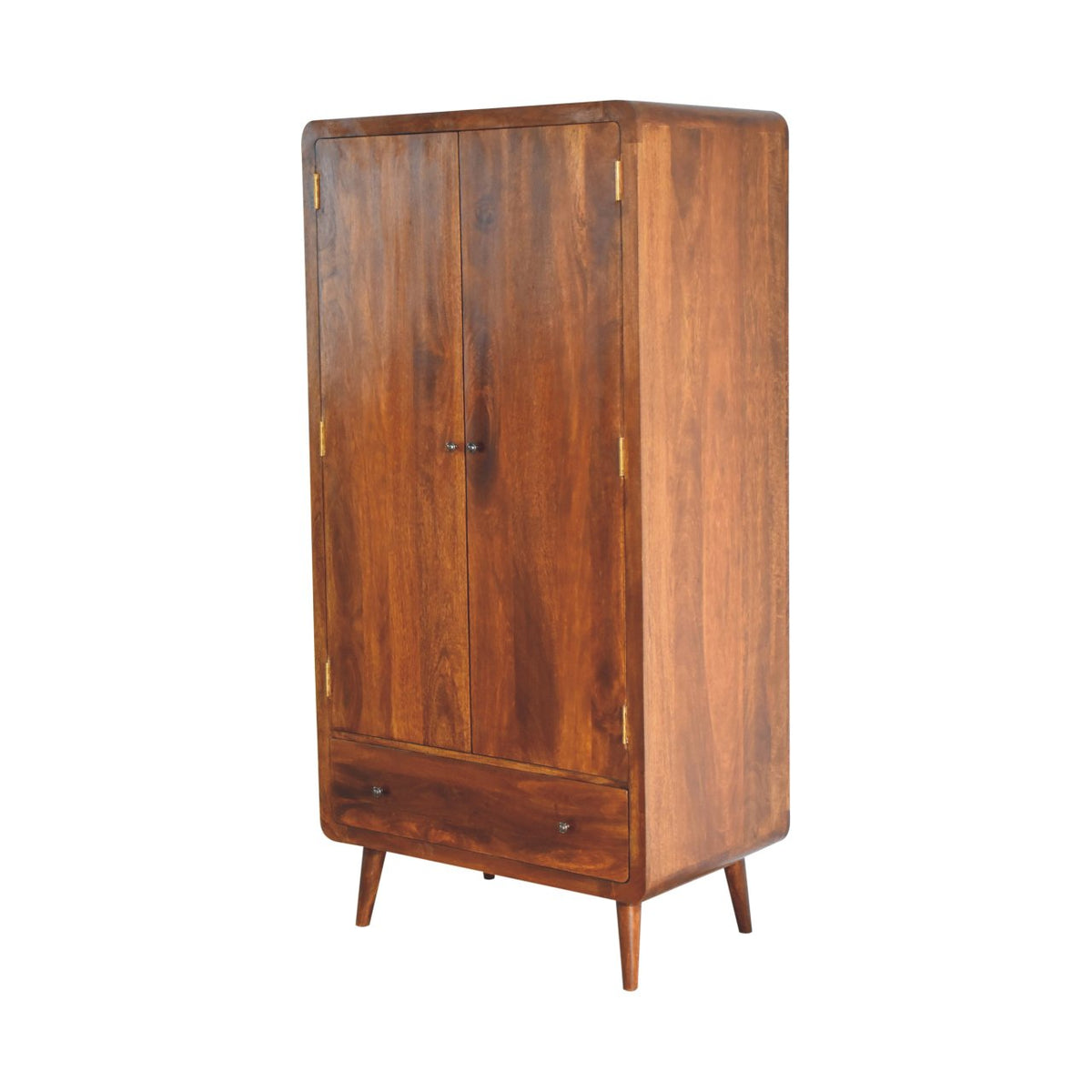 Curved Chestnut Wardrobe Chest of Drawers