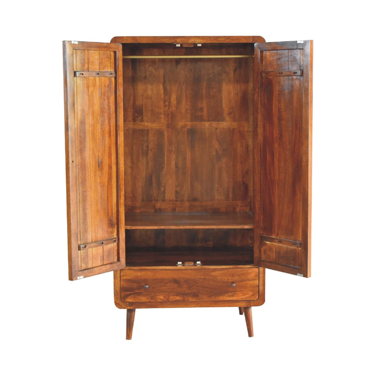Curved Chestnut Wardrobe Chest of Drawers