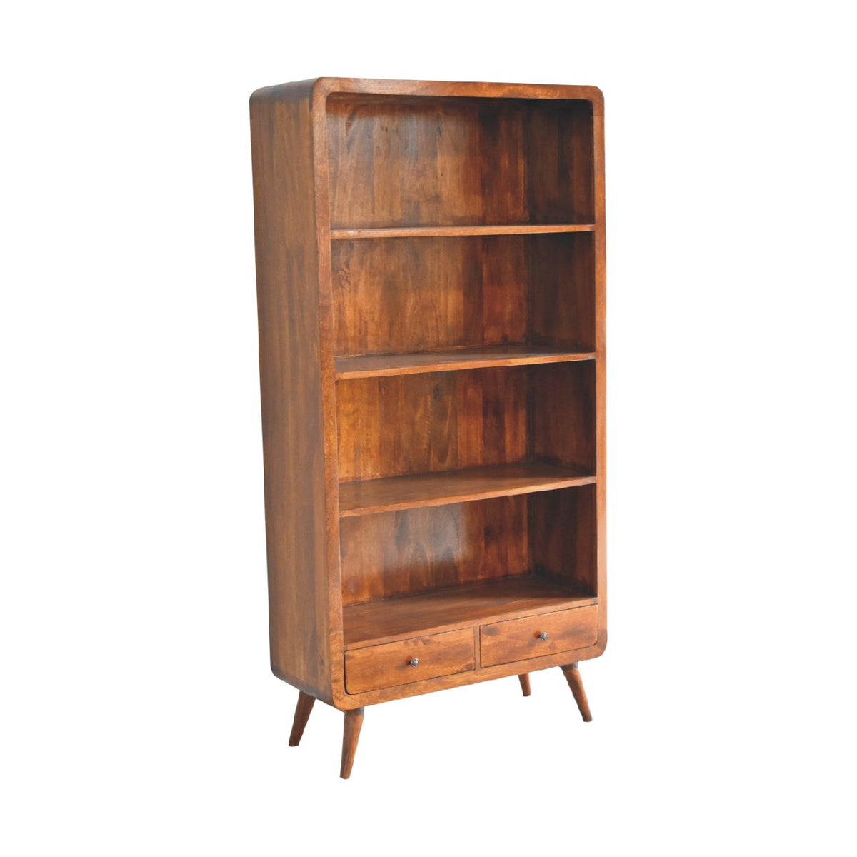 Curved Chestnut Bookcase Chest of Drawers