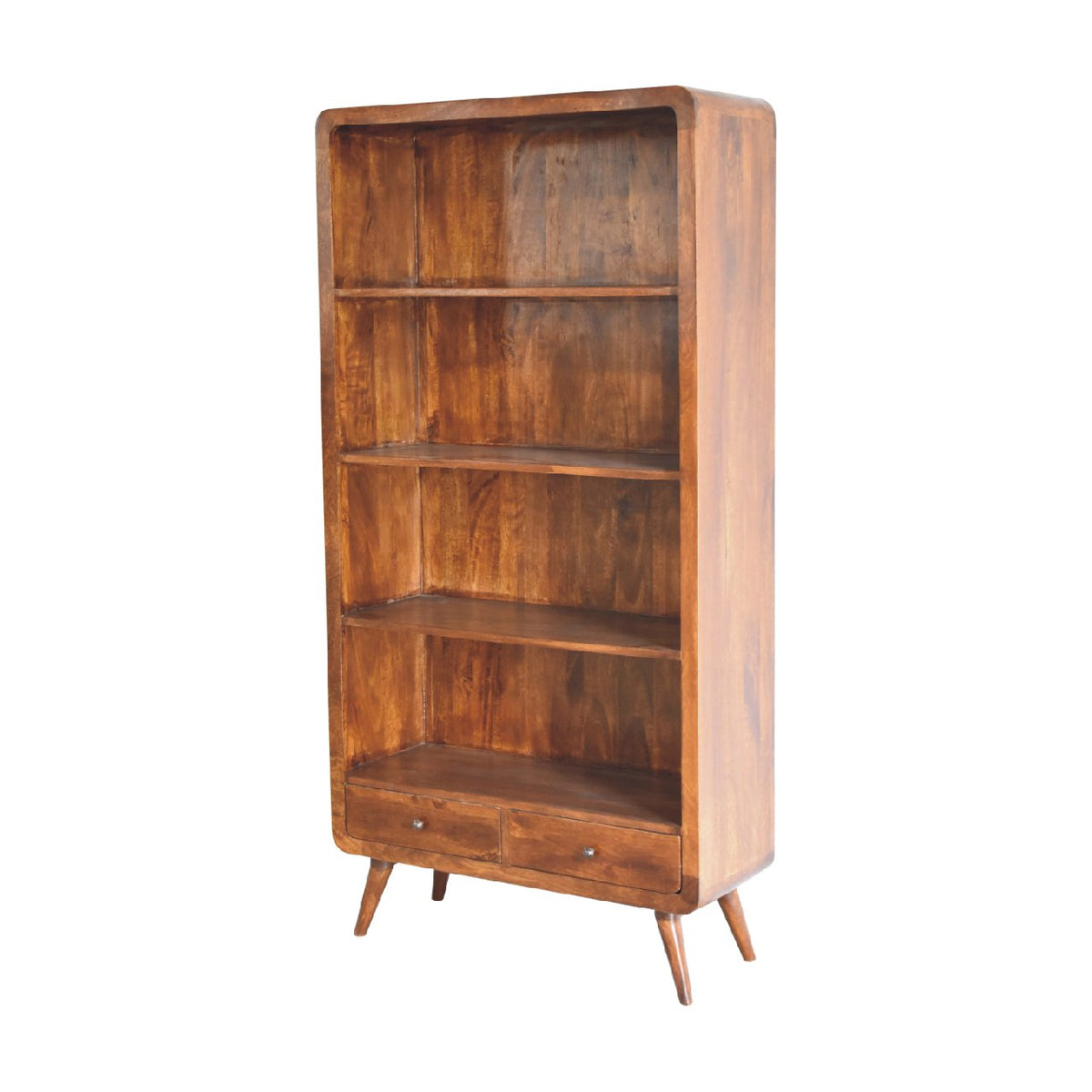Curved Chestnut Bookcase Chest of Drawers