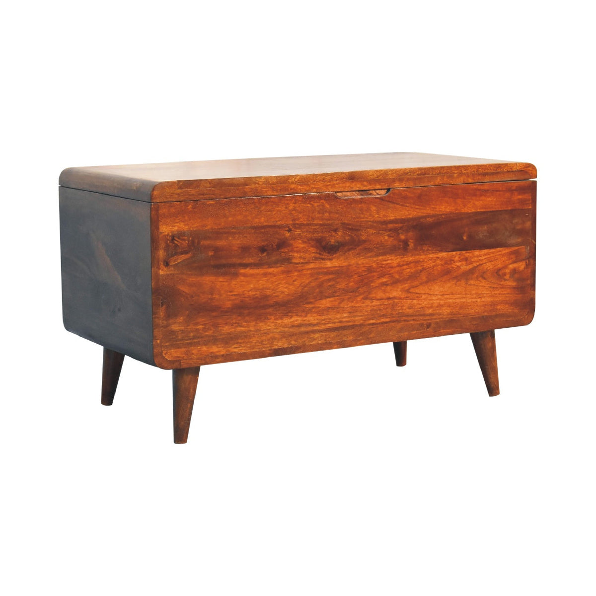 Curved Chestnut Blanket Box Storage Bench