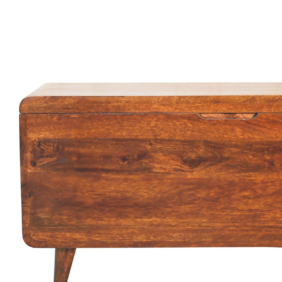 Curved Chestnut Blanket Box Storage Bench