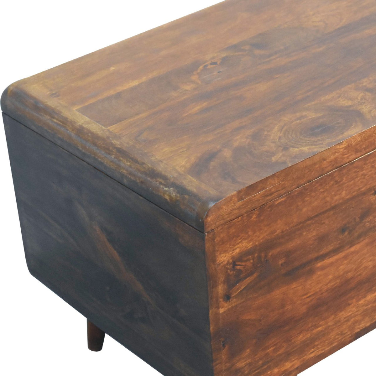 Curved Chestnut Blanket Box Storage Bench