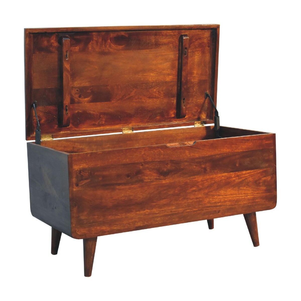 Curved Chestnut Blanket Box Storage Bench