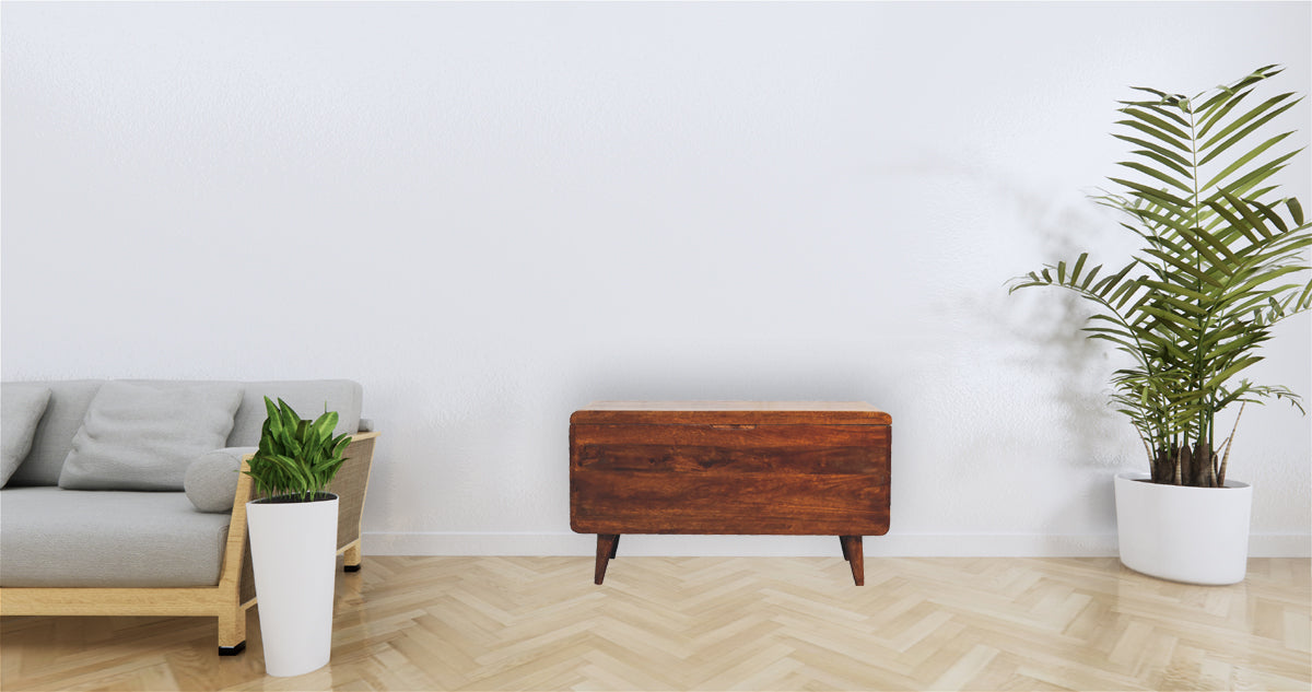 Curved Chestnut Blanket Box Storage Bench