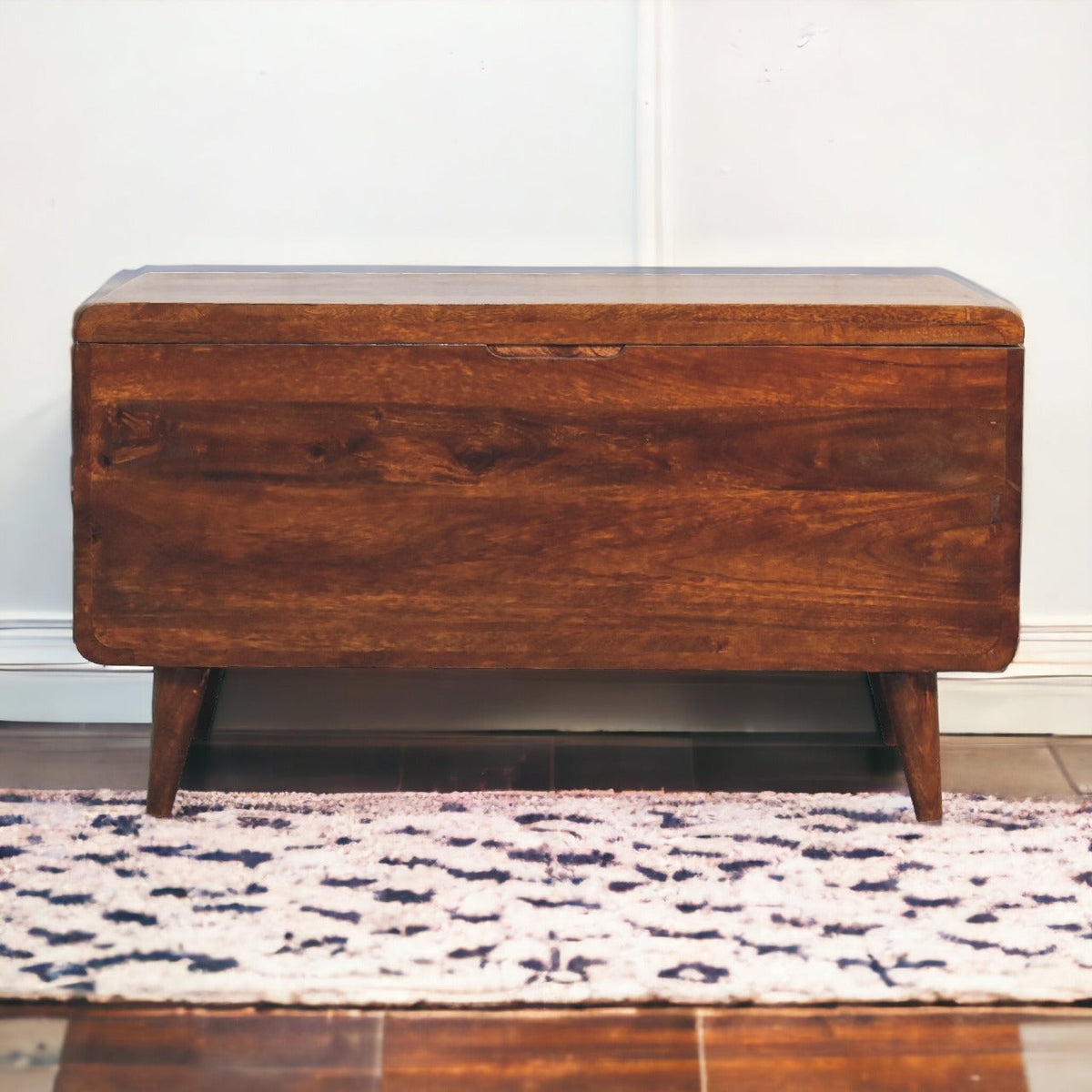 Curved Chestnut Blanket Box Storage Bench