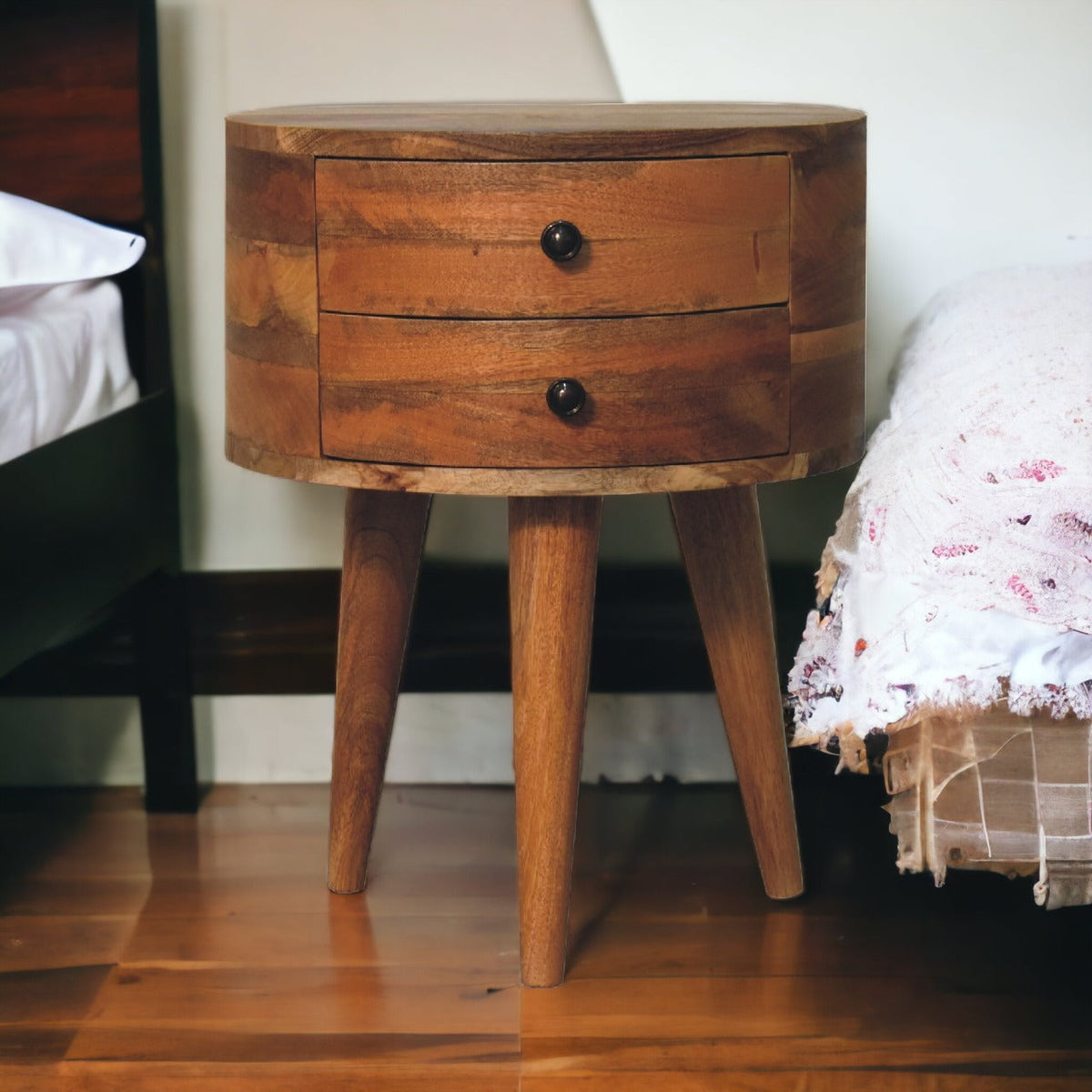 Odyssey Oak-ish Tripod Bedside Table