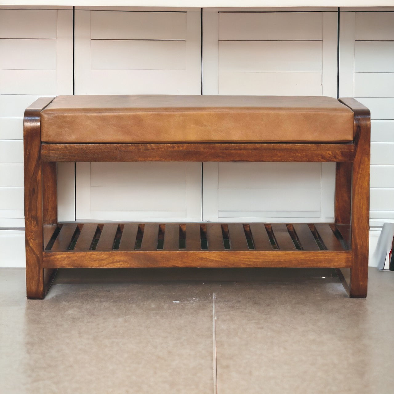 Buffalo Slatted Hallway Bench
