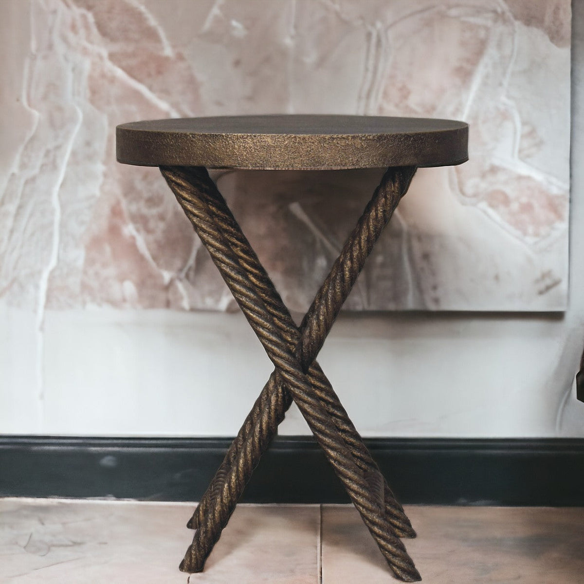 Metallic Rope Side Table Accent Piece