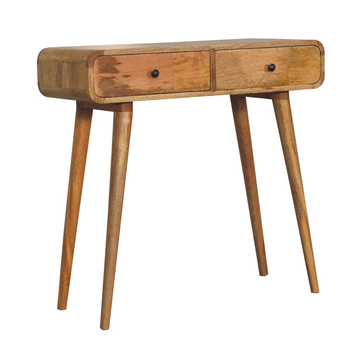 Oak-ish Curved Hallway Table Accent Piece