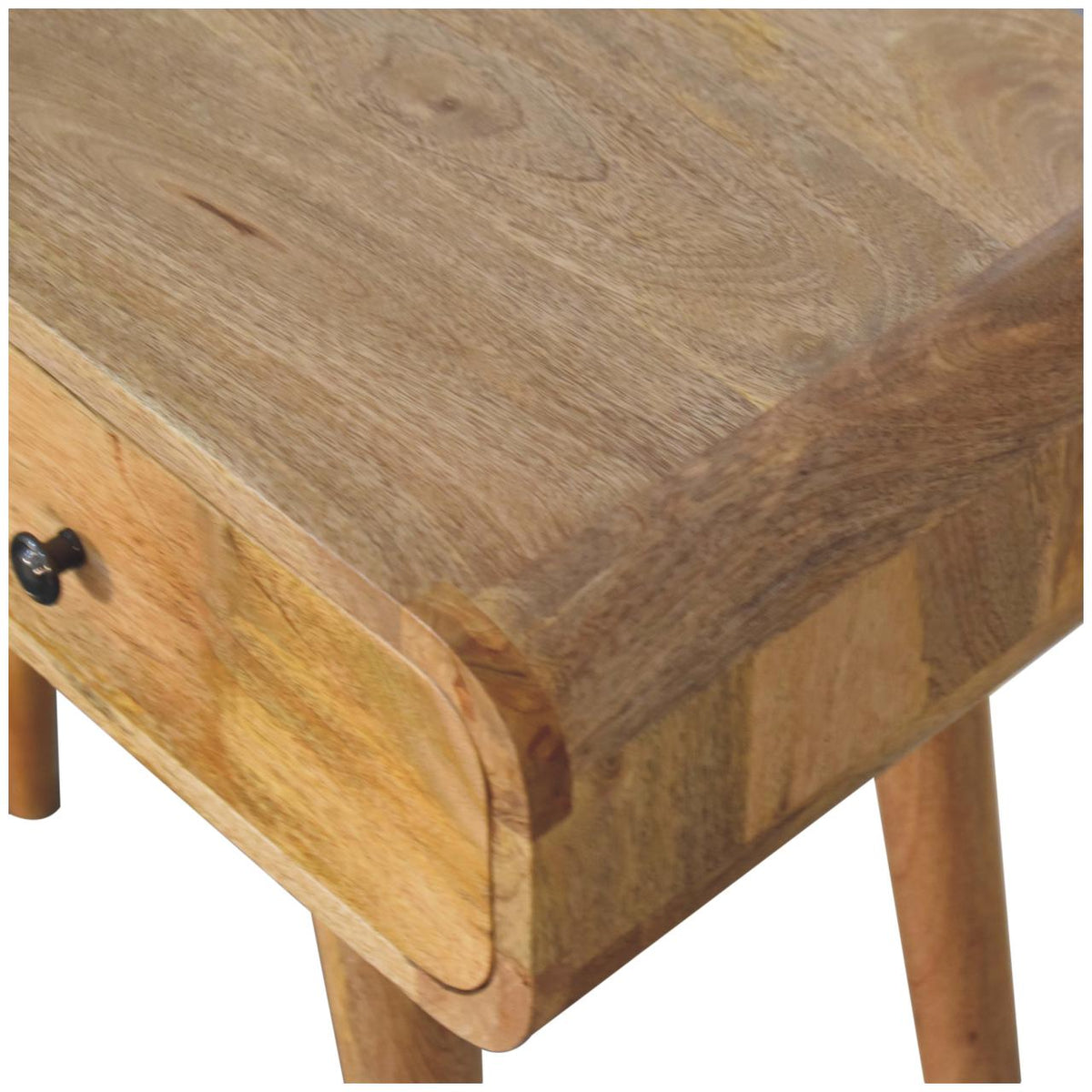 Oak-ish Curved Hallway Table Accent Piece