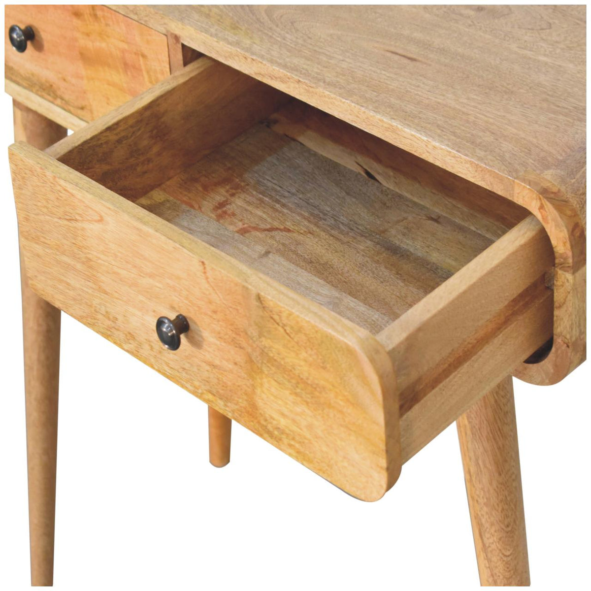 Oak-ish Curved Hallway Table Accent Piece
