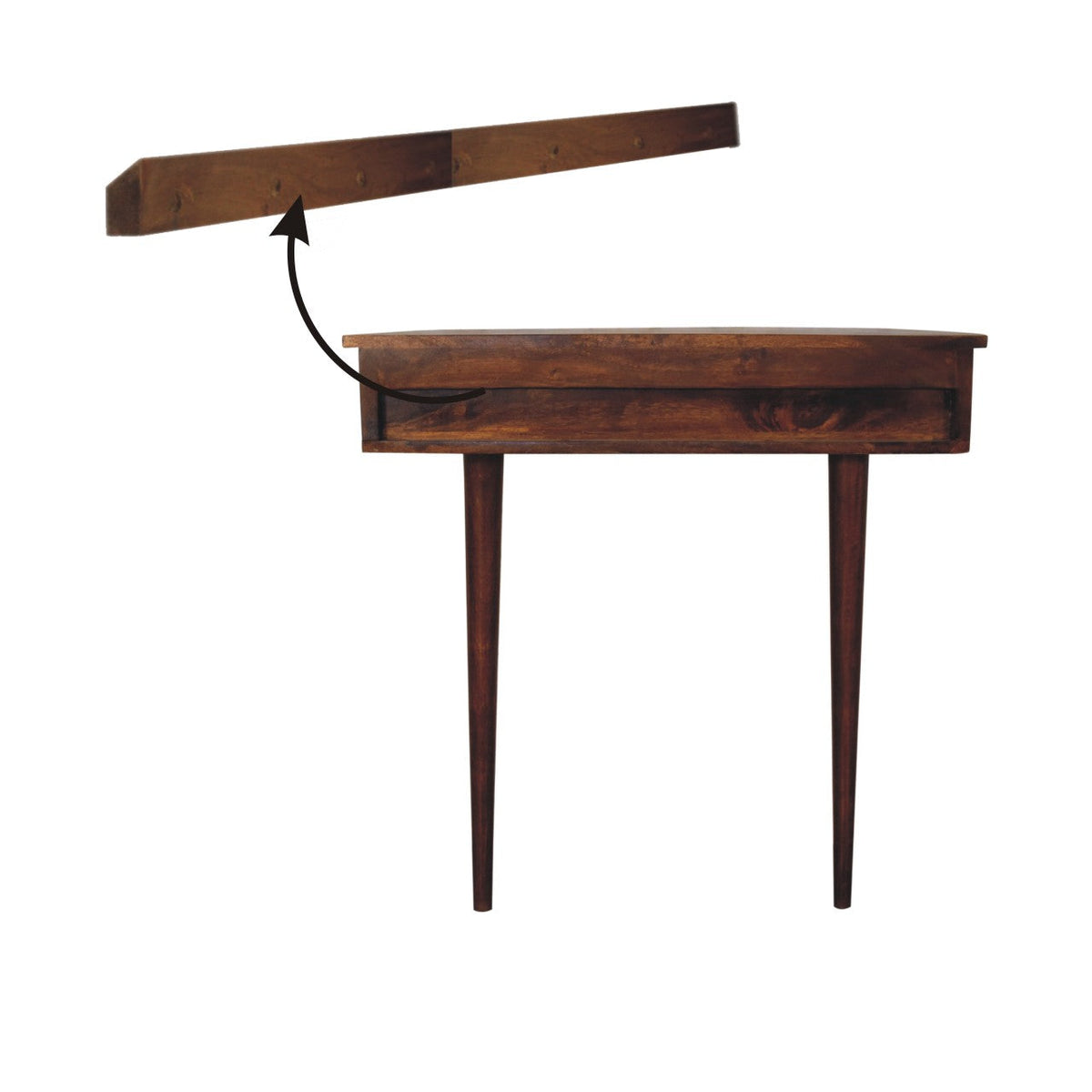 Backless Mounted Chestnut Console Chest of Drawers