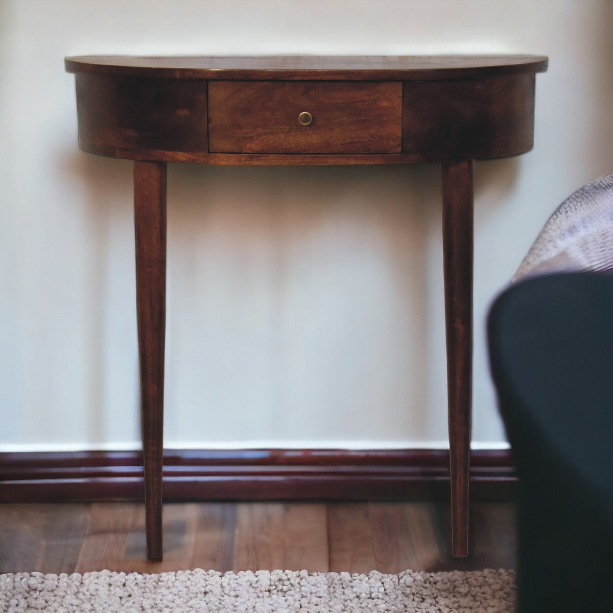 Backless Mounted Chestnut Console Chest of Drawers