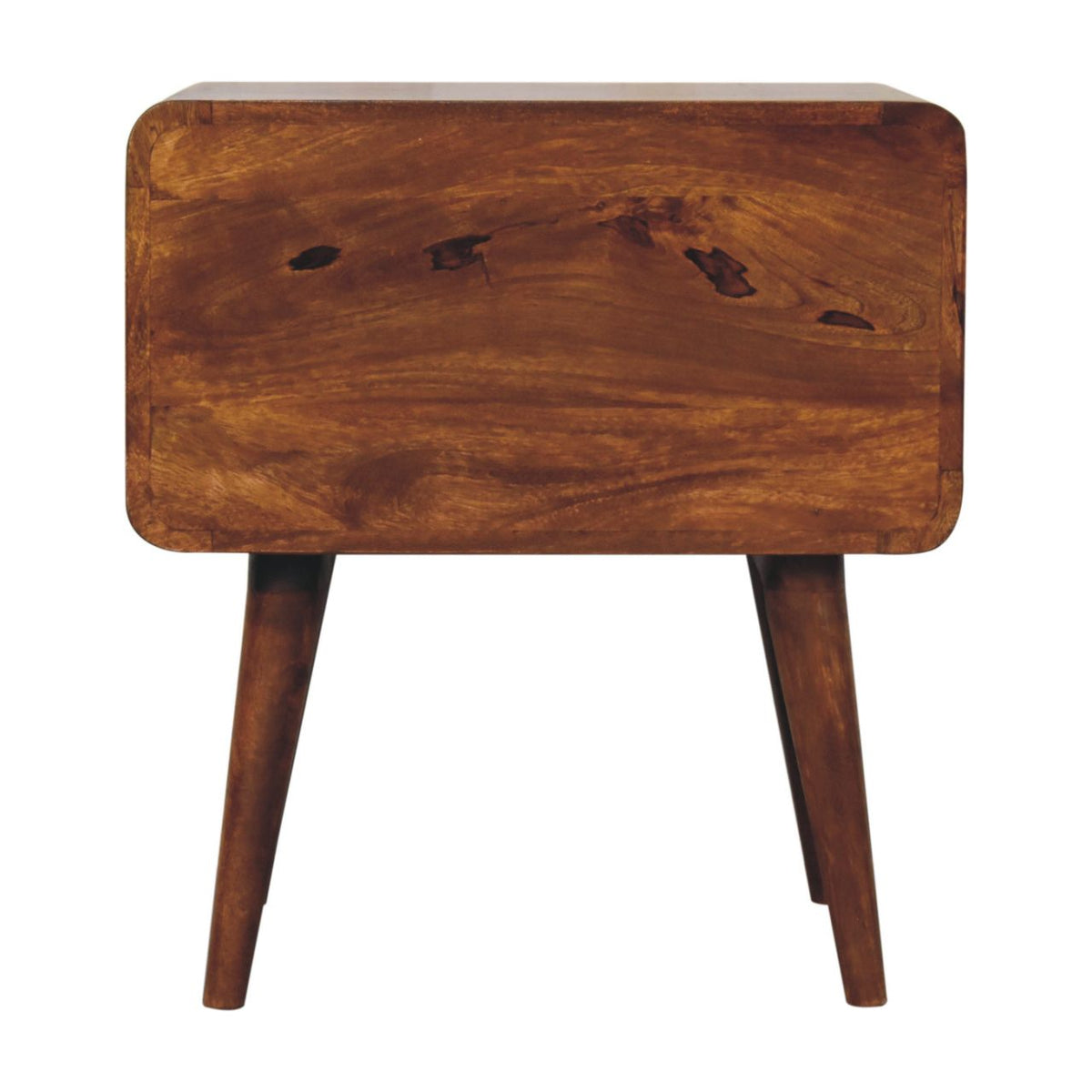 Large Curved Chestnut Bedside Table