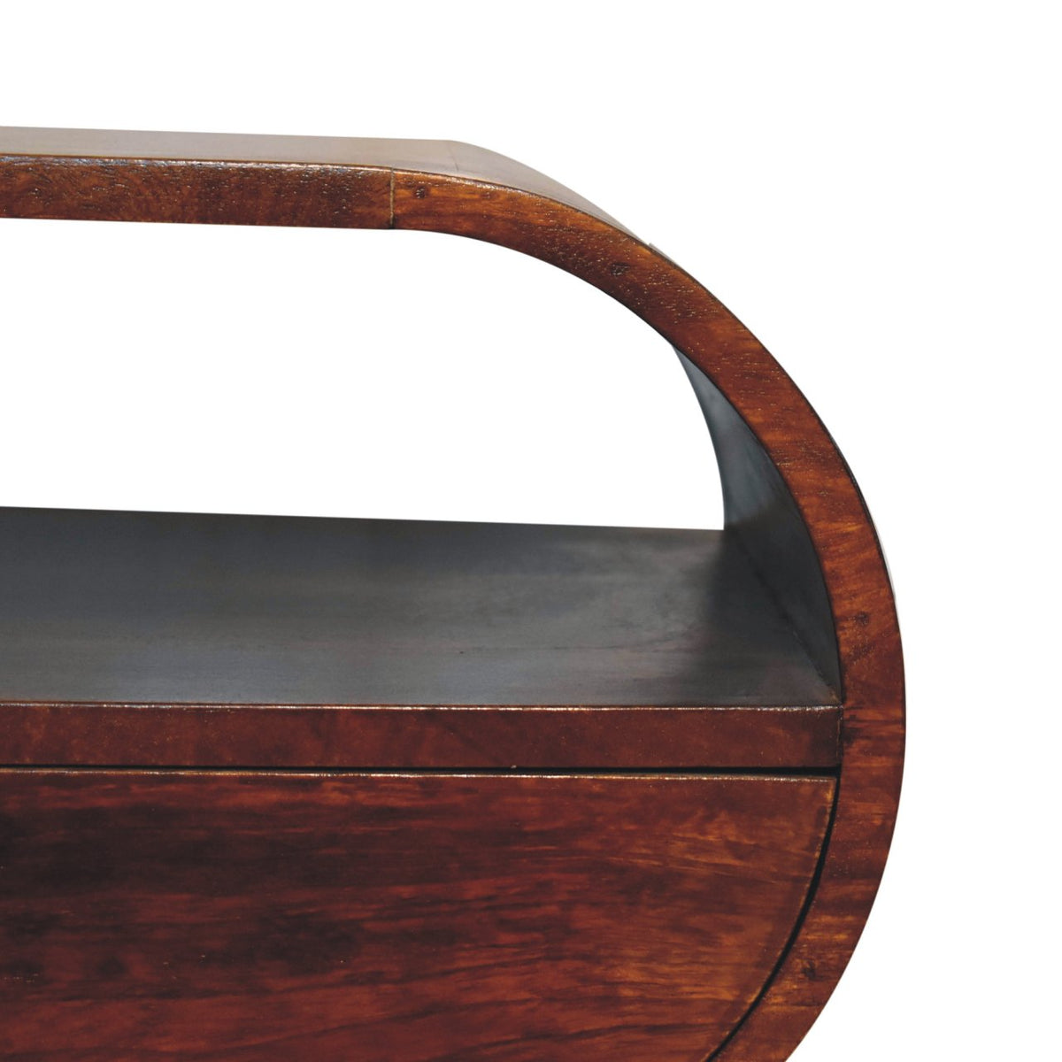 Large Chestnut Circular Open Bedside Table