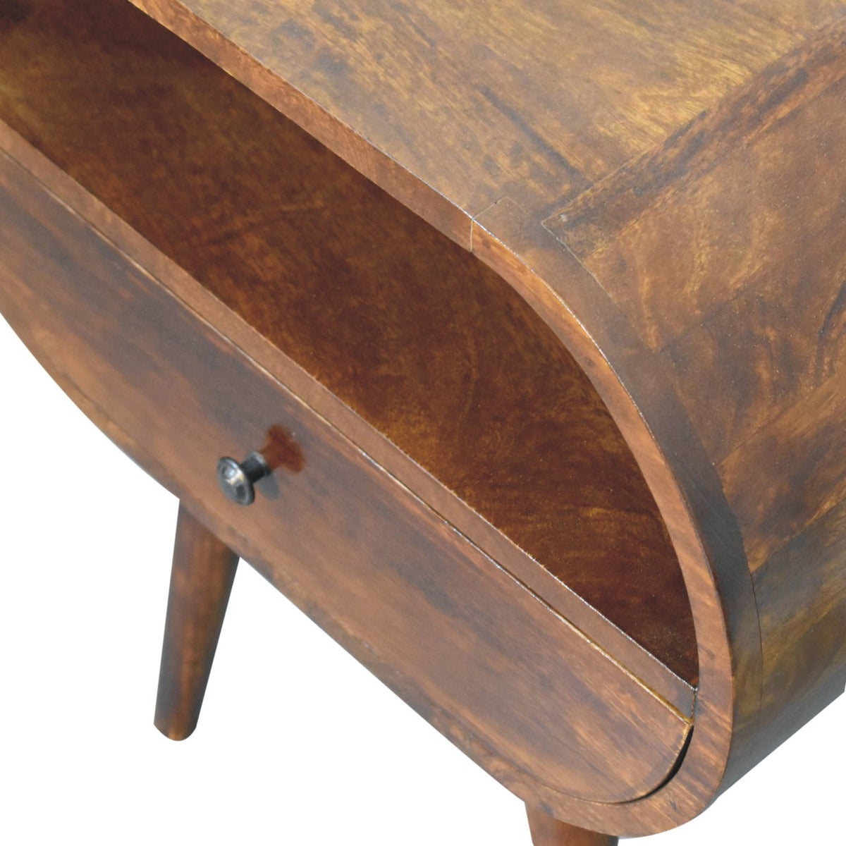 Large Chestnut Circular Open Bedside Table