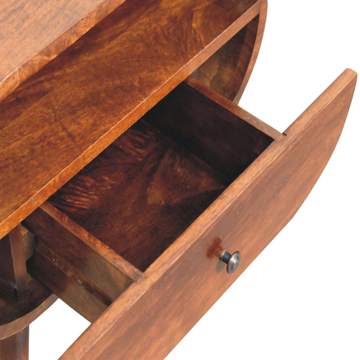 Large Chestnut Circular Open Bedside Table