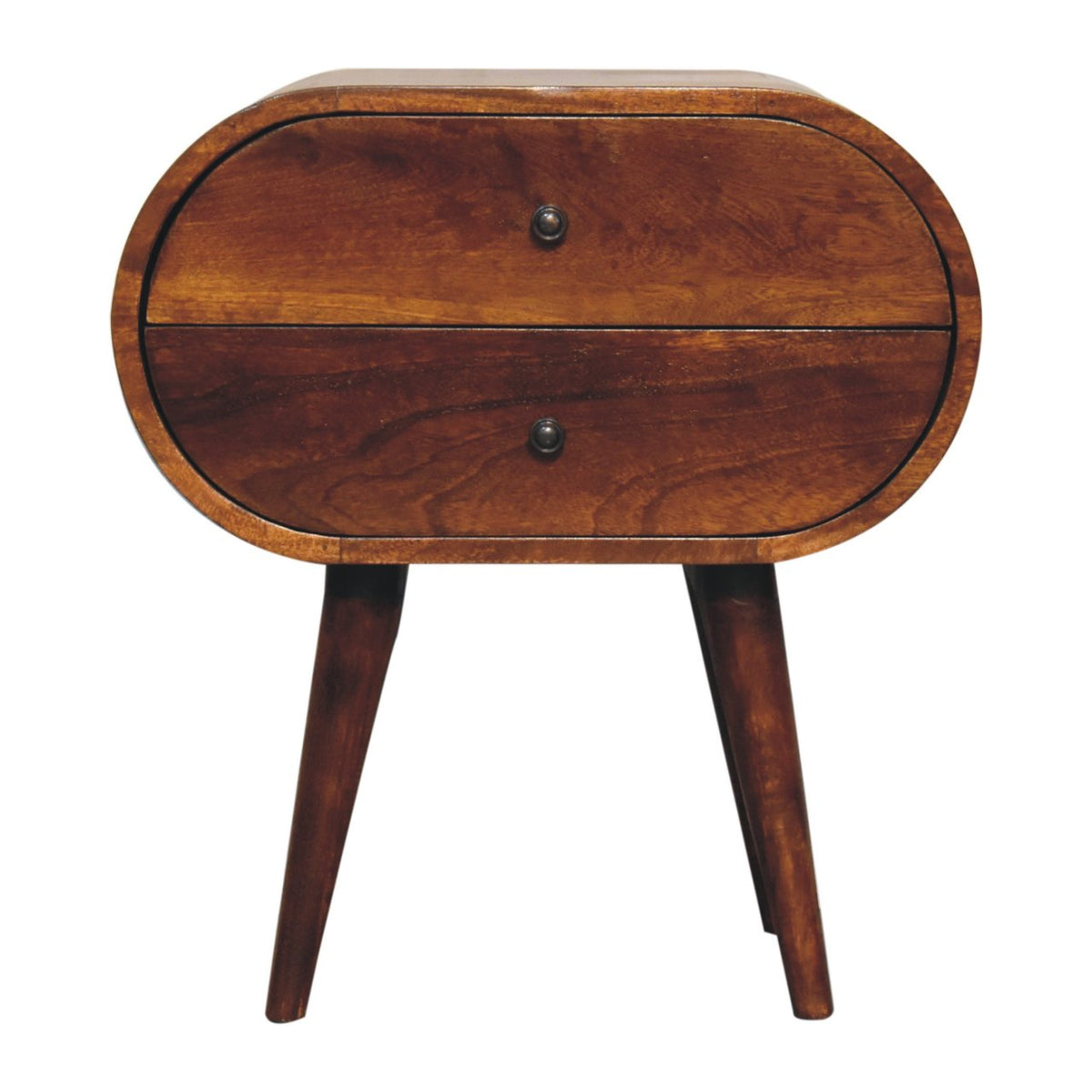 Large Chestnut Circular Bedside Table