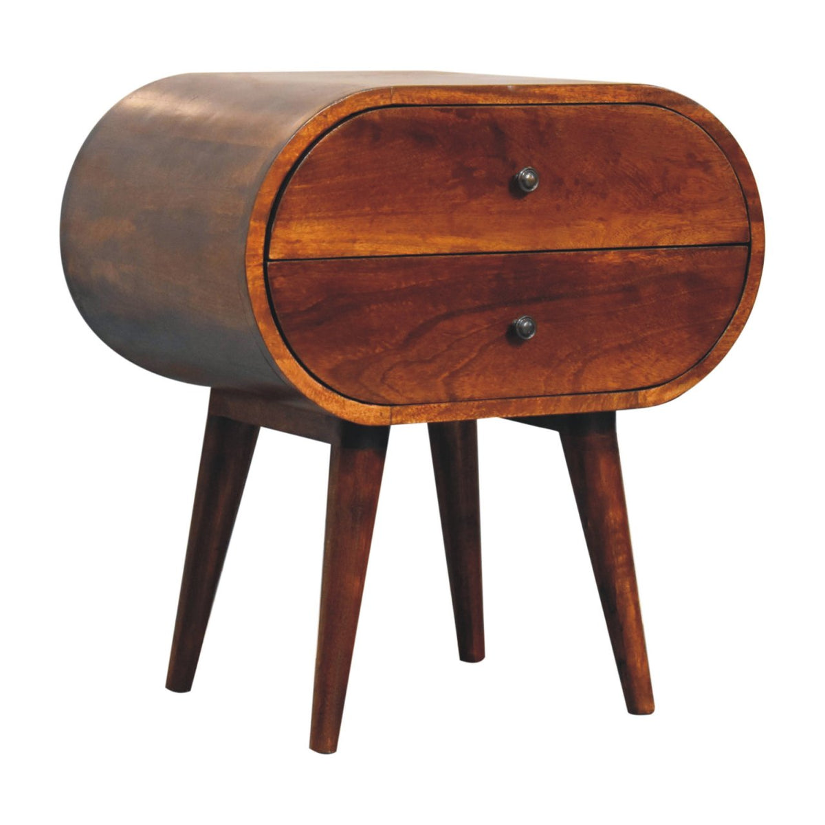 Large Chestnut Circular Bedside Table