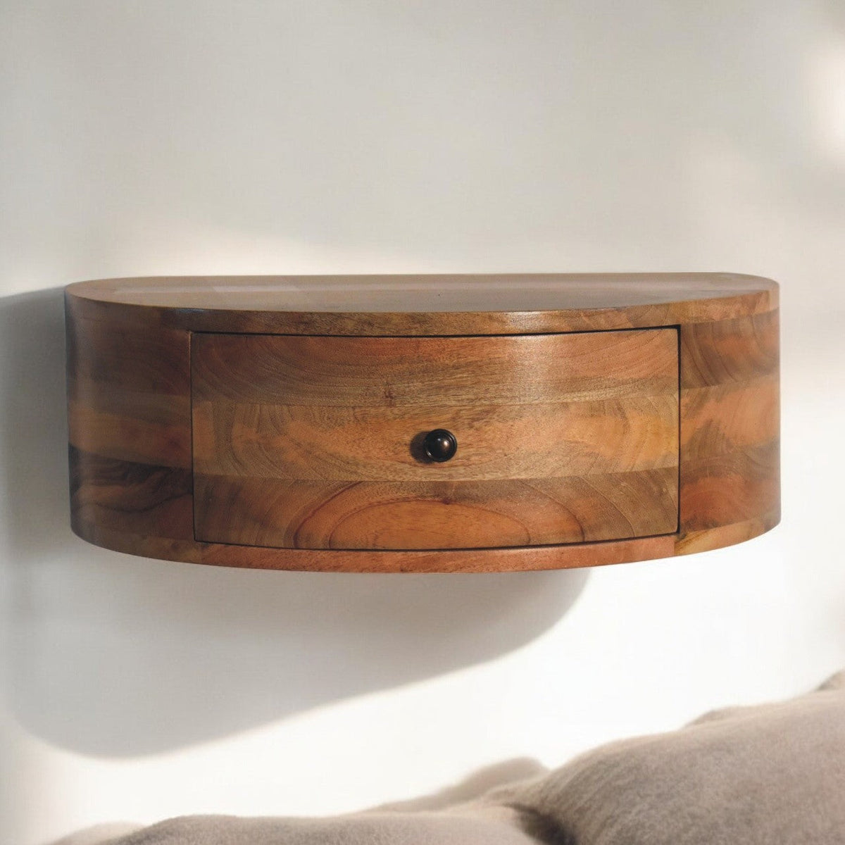 Large Wall Mounted Rounded Bedside Table