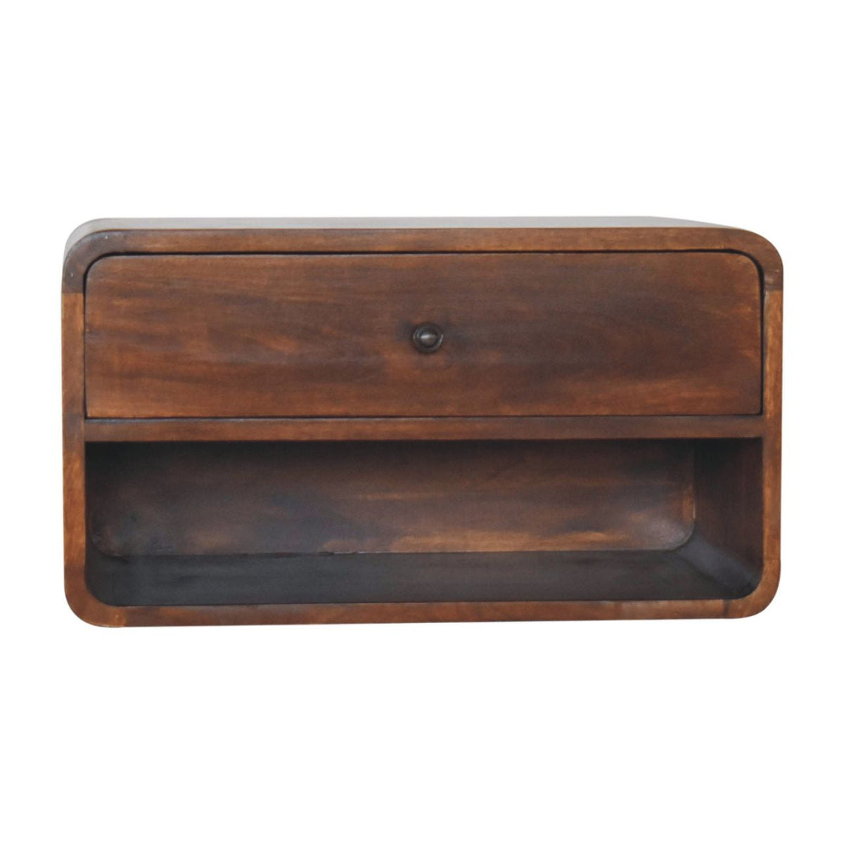 Large Chestnut Curve Floating Bedside Table