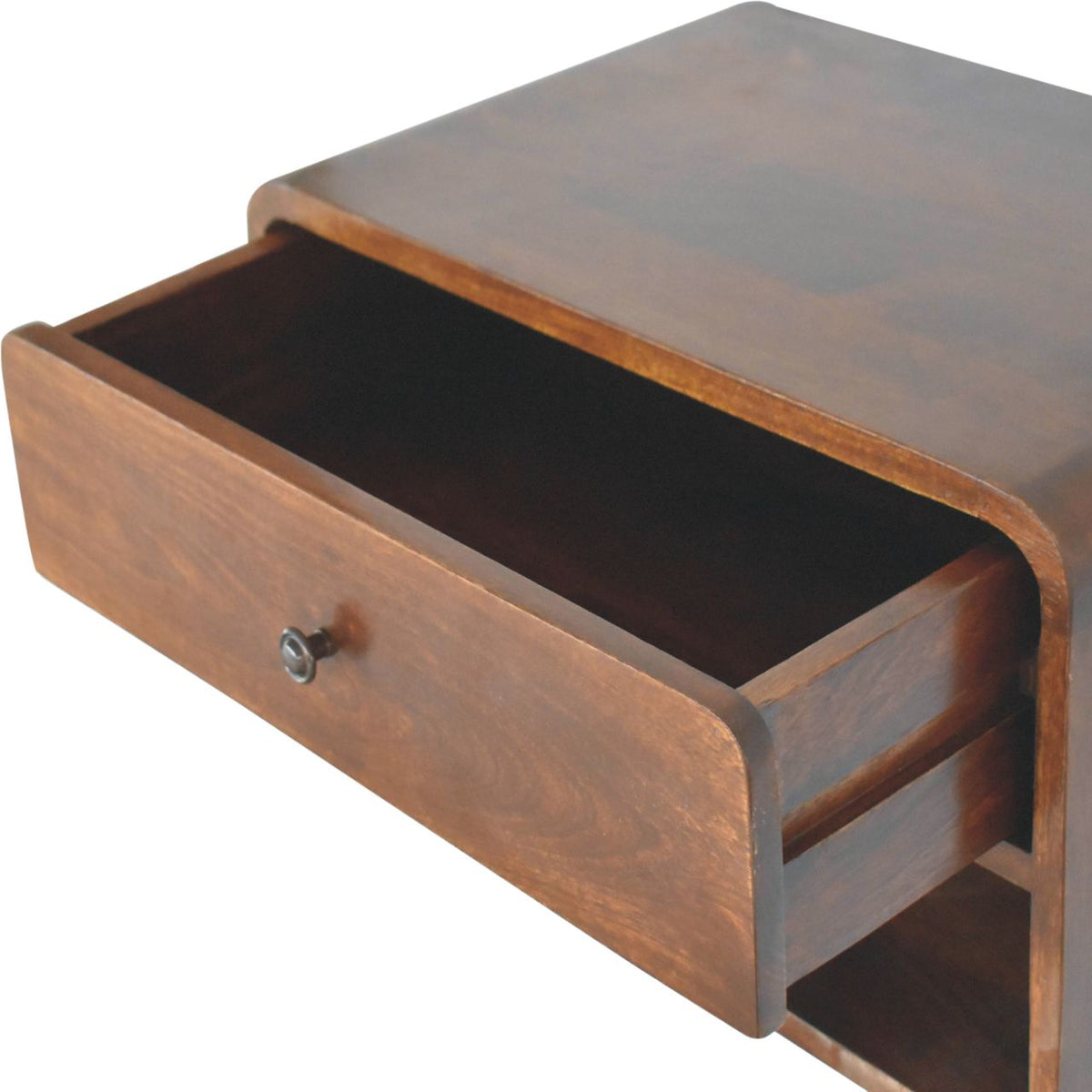 Large Chestnut Curve Floating Bedside Table