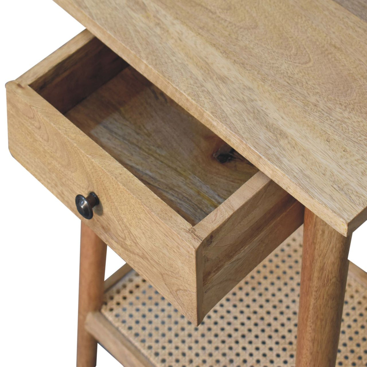 Woven Solid Wood End Table Accent Piece