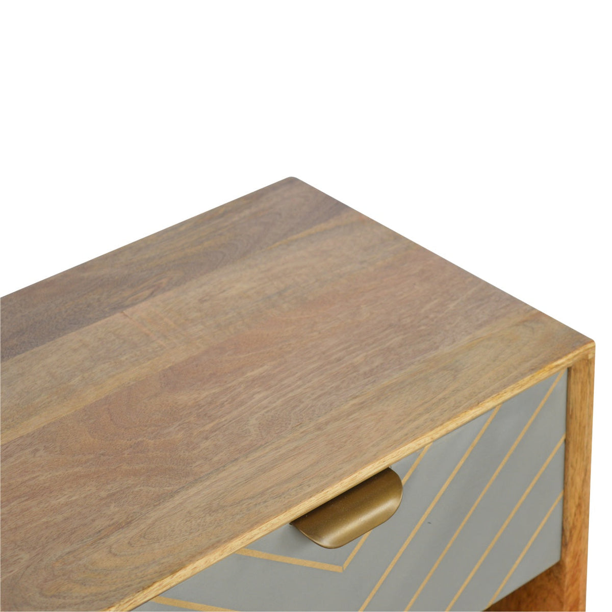 Cement Inlay Bedside with Open Slot Bedside Table