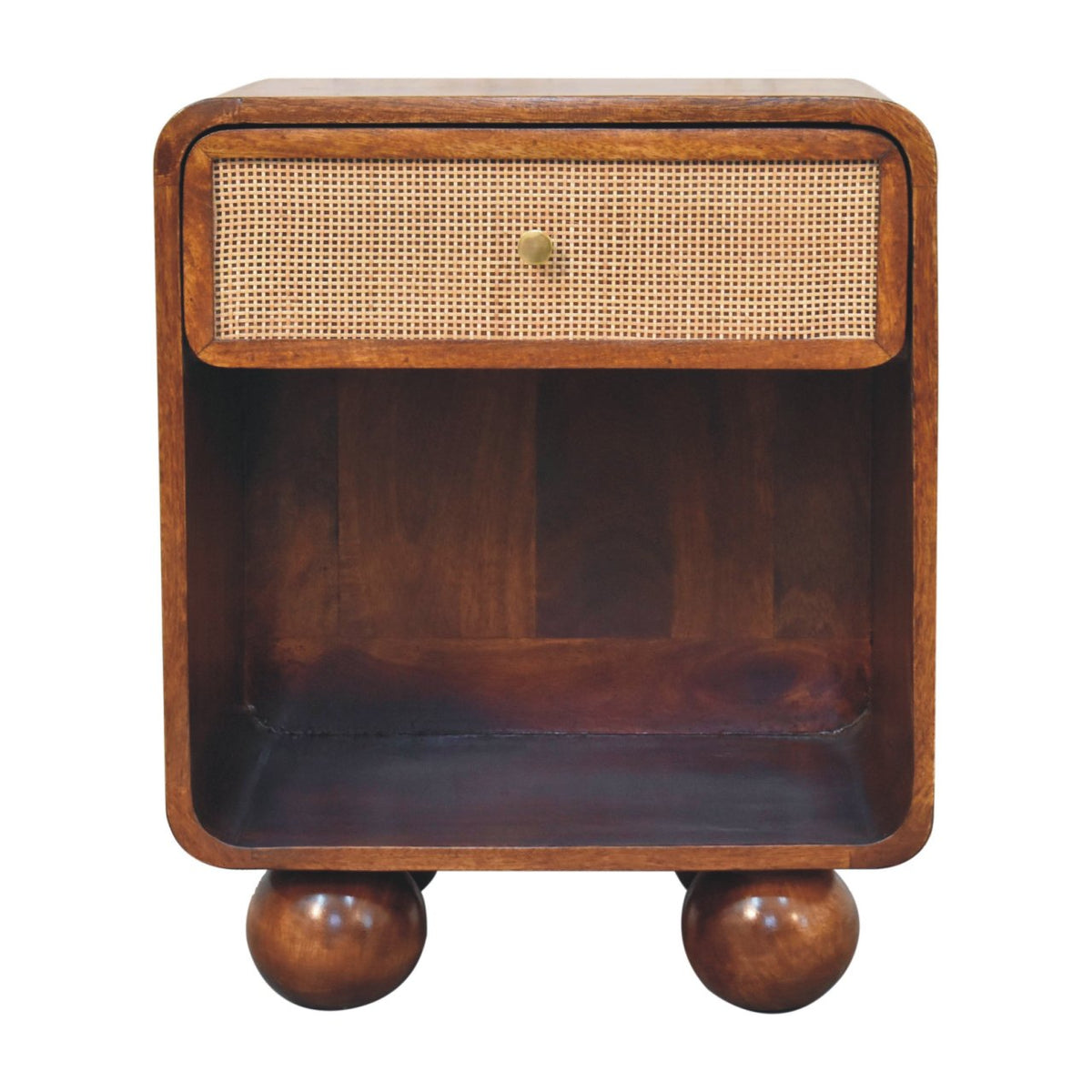 Chestnut Open Woven Bedside Table