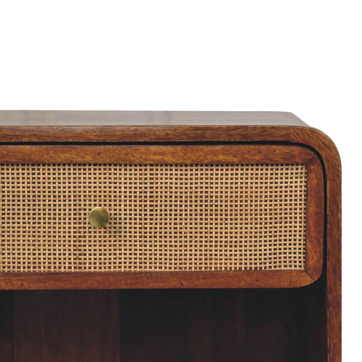 Chestnut Open Woven Bedside Table