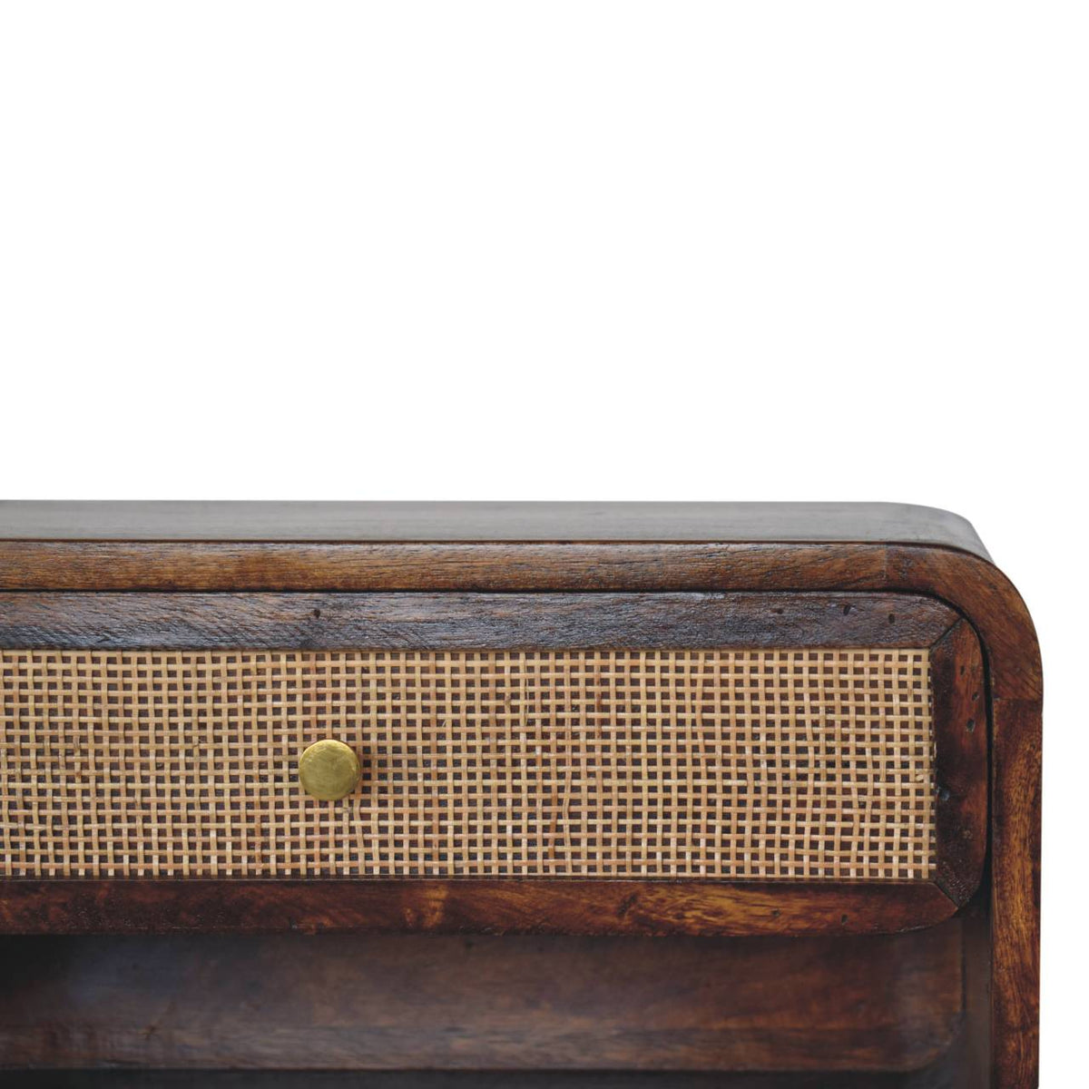 Chestnut Wall Mounted Open Woven Bedside Table