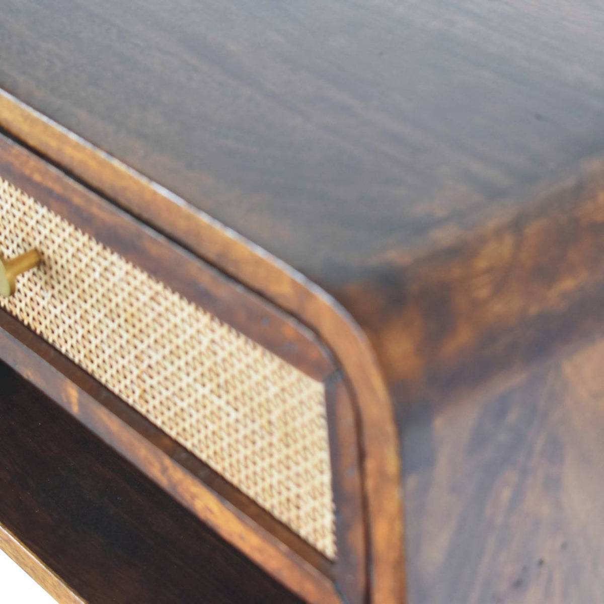 Chestnut Wall Mounted Open Woven Bedside Table