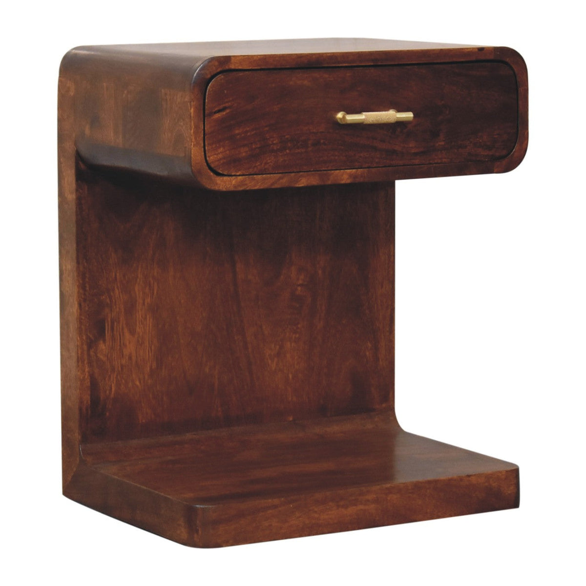 Chestnut T-Bar Rounded Bedside Table